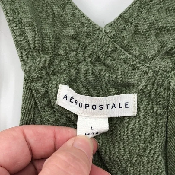 Aeropostale Solid Twill Skirtall Size L Bob Overall Carpenter Style Skirt Jumper - Picture 4 of 16